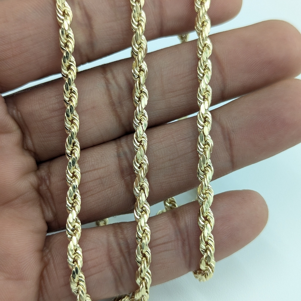 14kt Real Gold Rope Chain 4mm 18 Inches - Picture 6 of 8